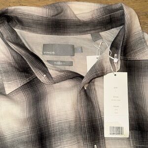 Vince Flannel NWT large white black cream